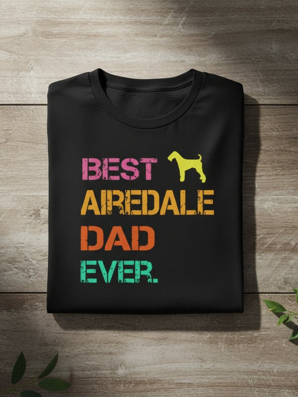 Best Airedale Dad Ever Retro Colorful Graphic Tee | Dog Dad Shirt